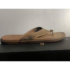UGG Seaside Flip Leather Sandals Mens Size 9 Brown Flip Flops Casual Shoes